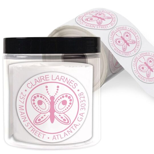 Butterfly Round Address Labels